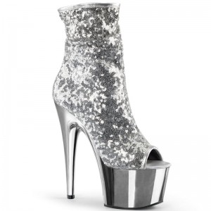 Pleaser Adore-1008SQ Laarzen Dames Zilver | UZWYM-BE