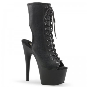 Pleaser Adore-1016 Vegan Leather Laarzen Dames Zwart | YPOZA-BE