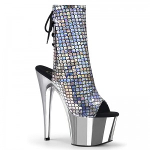 Pleaser Adore-1018MSC Hologram Laarzen Dames Zilver | BJYZP-BE