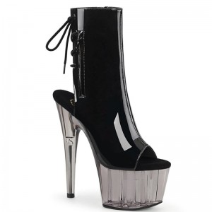 Pleaser Adore-1018T Laarzen Dames Zwart Grijs | MBSAW-BE