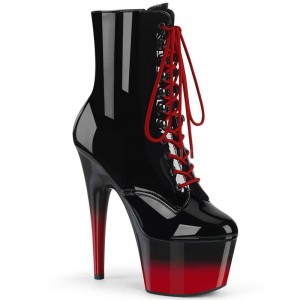 Pleaser Adore-1020BR-H Laarzen Dames Zwart Rood | OXQEA-BE