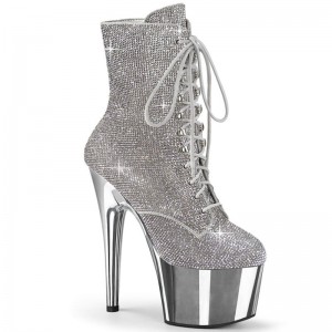 Pleaser Adore-1020CHRS Laarzen Dames Zilver | NQUFI-BE