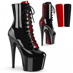 Pleaser Adore-1020FH Laarzen Dames Zwart Rood | QWKVC-BE