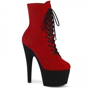 Pleaser Adore-1020FSTT Laarzen Dames Rood Zwart | YSROT-BE