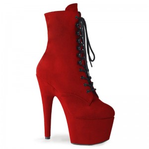 Pleaser Adore-1020FS Faux Suede Laarzen Dames Rood | EOBFW-BE