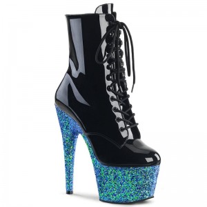 Pleaser Adore-1020LG Laarzen Dames Zwart Blauw | OEPSY-BE