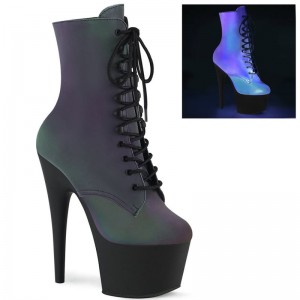 Pleaser Adore-1020REFL Laarzen Dames Groen Zwart | ZYTXA-BE