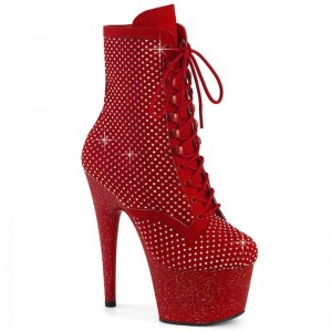 Pleaser Adore-1020RM Faux Suede Laarzen Dames Rood | HDAKC-BE