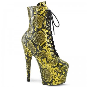 Pleaser Adore-1020SPWR Snake Laarzen Dames Geel | ZSBAT-BE