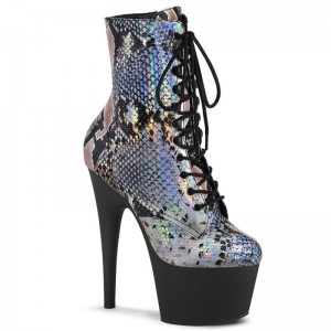 Pleaser Adore-1020SP Hologram Laarzen Dames Zilver Zwart | FXYSR-BE