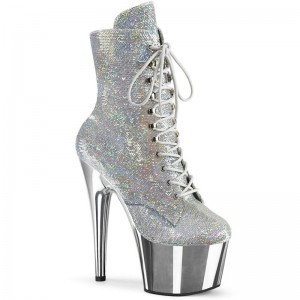Pleaser Adore-1020SQ-02 Laarzen Dames Zilver | DSGVZ-BE