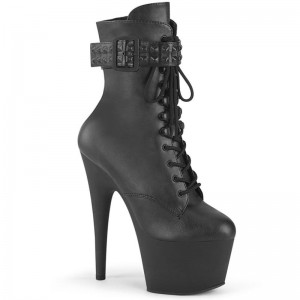Pleaser Adore-1020STR Vegan Leather Laarzen Dames Zwart | WVIDR-BE