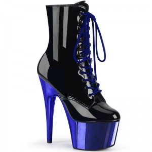 Pleaser Adore-1020 Laarzen Dames Zwart Blauw | HZGOA-BE
