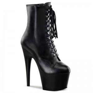 Pleaser Adore-1020 Leather Laarzen Dames Zwart | ICKXB-BE