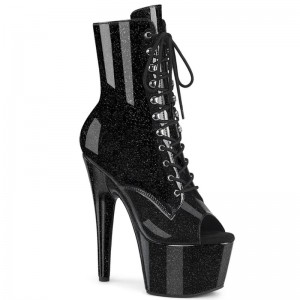Pleaser Adore-1021GP Glitter Laarzen Dames Zwart | OXJYL-BE