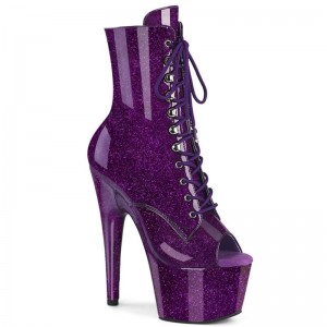 Pleaser Adore-1021GP Glitter Laarzen Dames Paars | MZBIK-BE