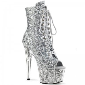 Pleaser Adore-1021G Laarzen Dames Zilver | DIKOX-BE