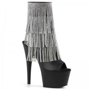 Pleaser Adore-1024RSF Laarzen Dames Zilver Zwart | EXQCO-BE