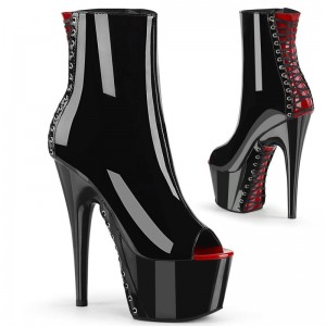 Pleaser Adore-1025 Laarzen Dames Rood Zwart | LJNET-BE
