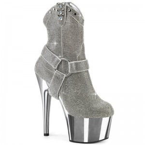 Pleaser Adore-1029CHRS Laarzen Dames Zilver | QJOPX-BE