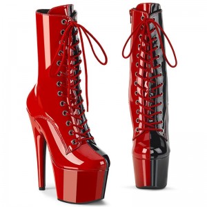 Pleaser Adore-1040TT Laarzen Dames Rood Zwart | LPUOG-BE