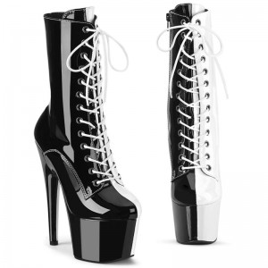 Pleaser Adore-1040TT Laarzen Dames Zwart Wit | APFJK-BE