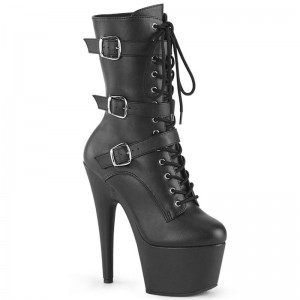 Pleaser Adore-1043 Vegan Leather Laarzen Dames Zwart | FOYCX-BE