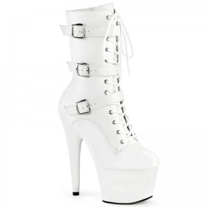Pleaser Adore-1043 Vegan Leather Laarzen Dames Wit | XDGOR-BE