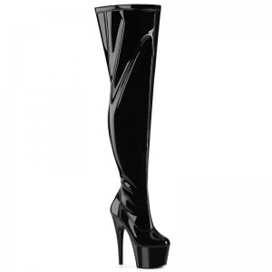 Pleaser Adore-3000WCF Hoge Hakken Dames Zwart | VYQGI-BE