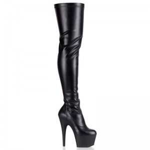 Pleaser Adore-3000 Vegan Leather Hoge Hakken Dames Zwart | OXBRE-BE