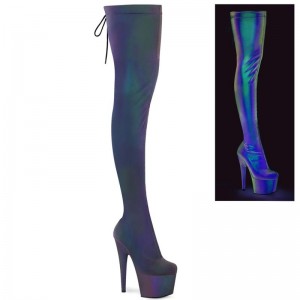 Pleaser Adore-3008REFL Hoge Hakken Dames Groen Paars | OGATP-BE