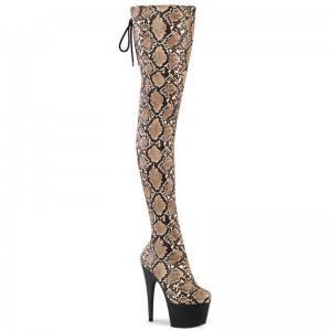 Pleaser Adore-3008SP-BT Snake Hoge Hakken Dames Bruin Zwart | VKIHN-BE