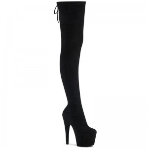 Pleaser Adore-3008 Suede Hoge Hakken Dames Zwart | CRNXL-BE