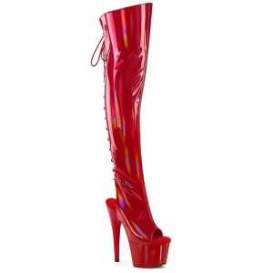 Pleaser Adore-3019HWR Stretch Holo Hoge Hakken Dames Rood | JWAHK-BE
