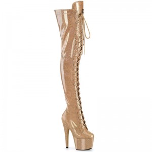 Pleaser Adore-3020GP Glitter Hoge Hakken Dames Goud | VHBPO-BE