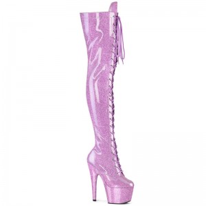 Pleaser Adore-3020GP Glitter Hoge Hakken Dames Paars | KTGVM-BE