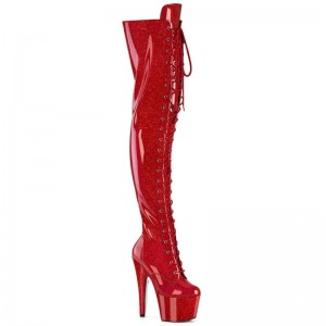 Pleaser Adore-3020GP Glitter Hoge Hakken Dames Rood | YSURJ-BE