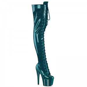 Pleaser Adore-3020GP Glitter Hoge Hakken Dames Turquoise | WELQU-BE