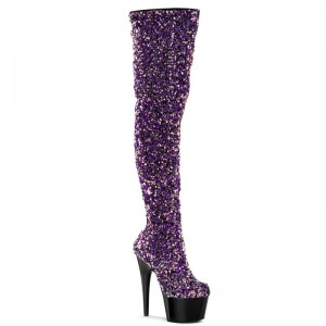 Pleaser Adore-3020 Hoge Hakken Dames Paars Zwart | VKMXI-BE