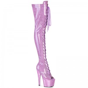 Pleaser Adore-3021GP Glitter Hoge Hakken Dames Paars | NSZPL-BE