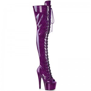 Pleaser Adore-3021GP Glitter Hoge Hakken Dames Paars | ROSMK-BE