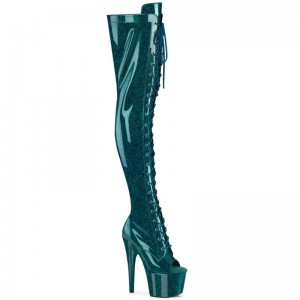 Pleaser Adore-3021GP Glitter Hoge Hakken Dames Turquoise | ROEXZ-BE