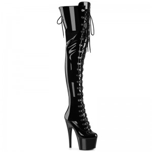 Pleaser Adore-3022 Hoge Hakken Dames Zwart | EFLUH-BE