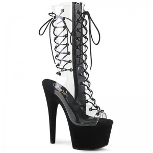 Pleaser Adore-700-60FS Suede Laarzen Dames Zwart | SILBO-BE