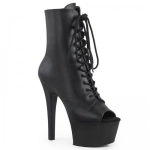 Pleaser Aspire-1021 Vegan Leather Laarzen Dames Zwart | CMYEO-BE