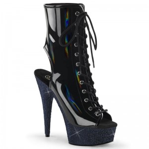Pleaser Bejeweled-1016-6 Hologram Laarzen Dames Zwart | HFLBP-BE