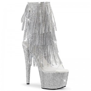 Pleaser Bejeweled-1017RSF-7 Laarzen Dames Zilver | UHOZF-BE
