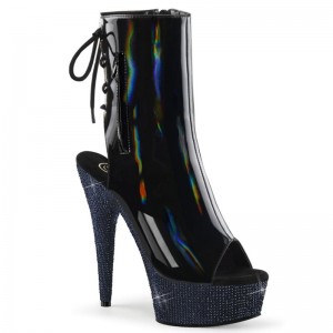 Pleaser Bejeweled-1018DM-6 Hologram Laarzen Dames Zwart | CWXHJ-BE