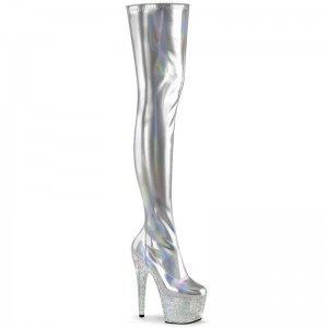 Pleaser Bejeweled-3000-7 Hoge Hakken Dames Zilver | WHFIO-BE