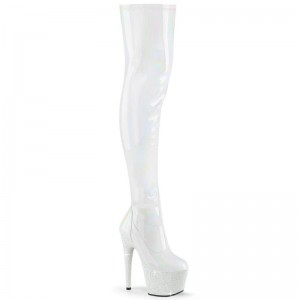 Pleaser Bejeweled-3000-7 Hoge Hakken Dames Wit | SHXMB-BE